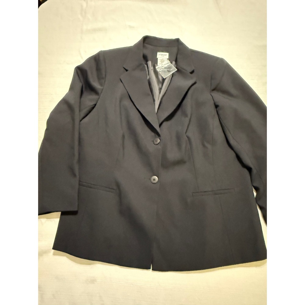 Liz Baker Black Two Button Blazer Jacket Women 18W Plus Size Professional Office